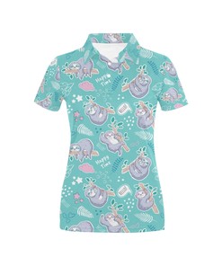 Sloth Print Design Women's Polo Shirt 3D Polo Shirt A3