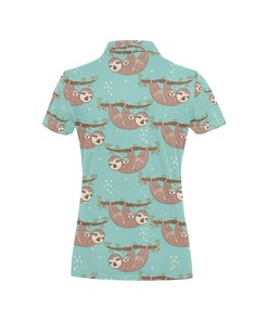 Sloth Print Design Women's Polo Shirt 3D Polo Shirt A4