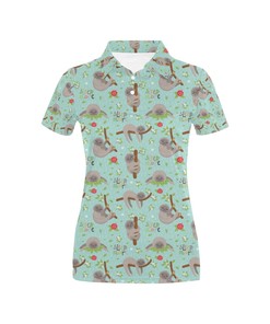 Sloth Print Design Women's Polo Shirt 3D Polo Shirt A5