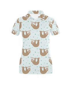 Sloth Print Design Women's Polo Shirt 3D Polo Shirt A8