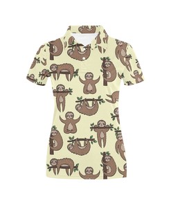 Sloth Print Design Women's Polo Shirt 3D Polo Shirt A9
