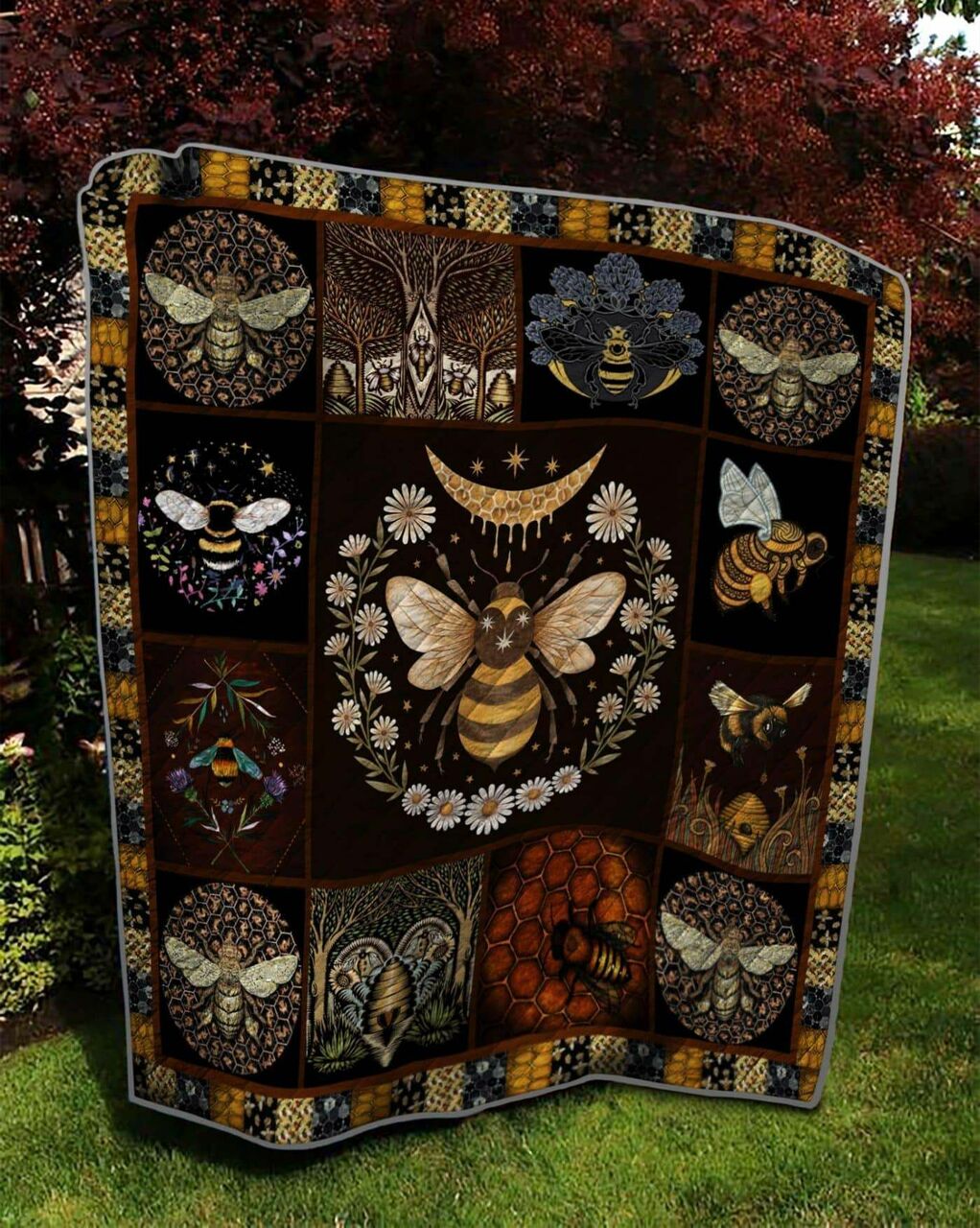 Meant To Bee Queen Quilt Blanket Personalized Quilt Bedding Set, Great for Home Decoration and Family Gifts