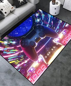 Small Gaming Rug for Boys with Controller Player Print - Non-Slip Doormat for Home Decor