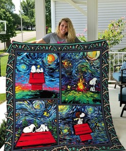 Snoopy Starry Night Style Quilt Bedding Set Blanket Best Gifts For Fans, Birthday,