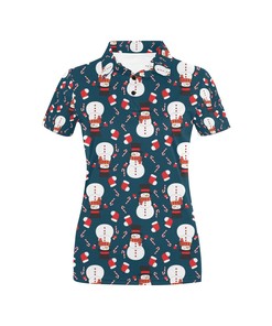 Snowman Print Design Women's Polo Shirt 3D Polo Shirt A1