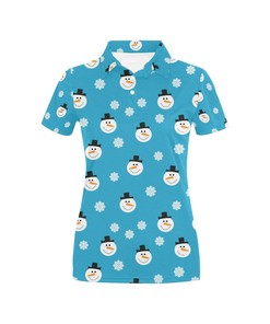 Snowman Print Design Women's Polo Shirt 3D Polo Shirt A2