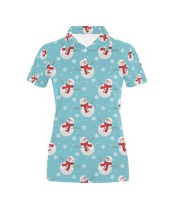 Snowman Print Design Women's Polo Shirt 3D Polo Shirt A3