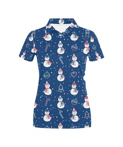 Snowman Print Design Women's Polo Shirt 3D Polo Shirt A4
