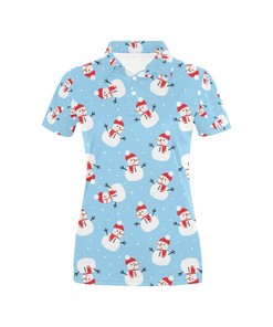 Snowman Print Design Women's Polo Shirt 3D Polo Shirt A5