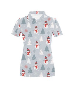 Snowman Print Design Women's Polo Shirt 3D Polo Shirt A6