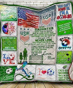 Soccer Daughter Love Mom Quilt Bedding Set Personalized for Home Decoration and Family Gifts