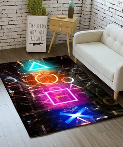 Soft Colorful Gaming Carpet with Video Controller Rug Player Design for Boys Kids Gamer Bedroom and Living Room