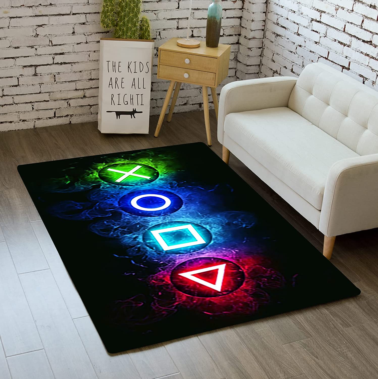 Soft and Stylish Gamer Rugs for Bedroom Boys - Blue Gamepad Gaming Decor