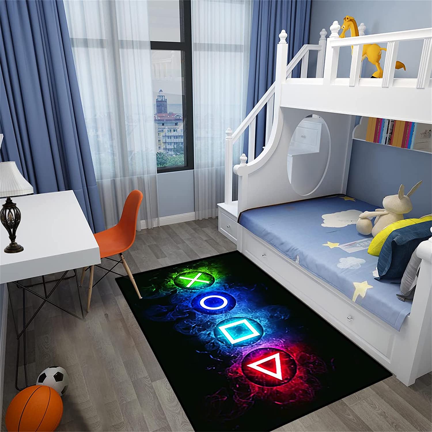 Soft and Stylish Gamer Rugs for Bedroom Boys - Blue Gamepad Gaming Decor - Image 2