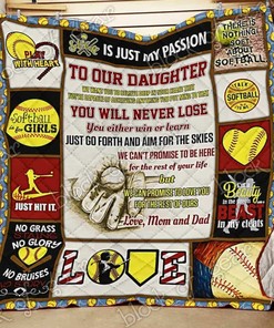 Softball Daughter, Love, Mom and Dad Personalized Quilt Bedding Set for Family Gifts