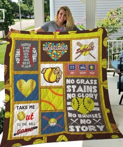 Softball Eat Sleep Play Quilt Bedding Set Blanket