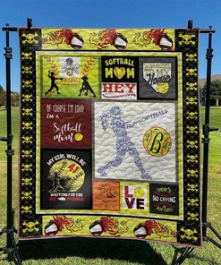 Softball Personalized Quilt Bedding Set Blanket Great for Bedroom Decor and Family Gifts