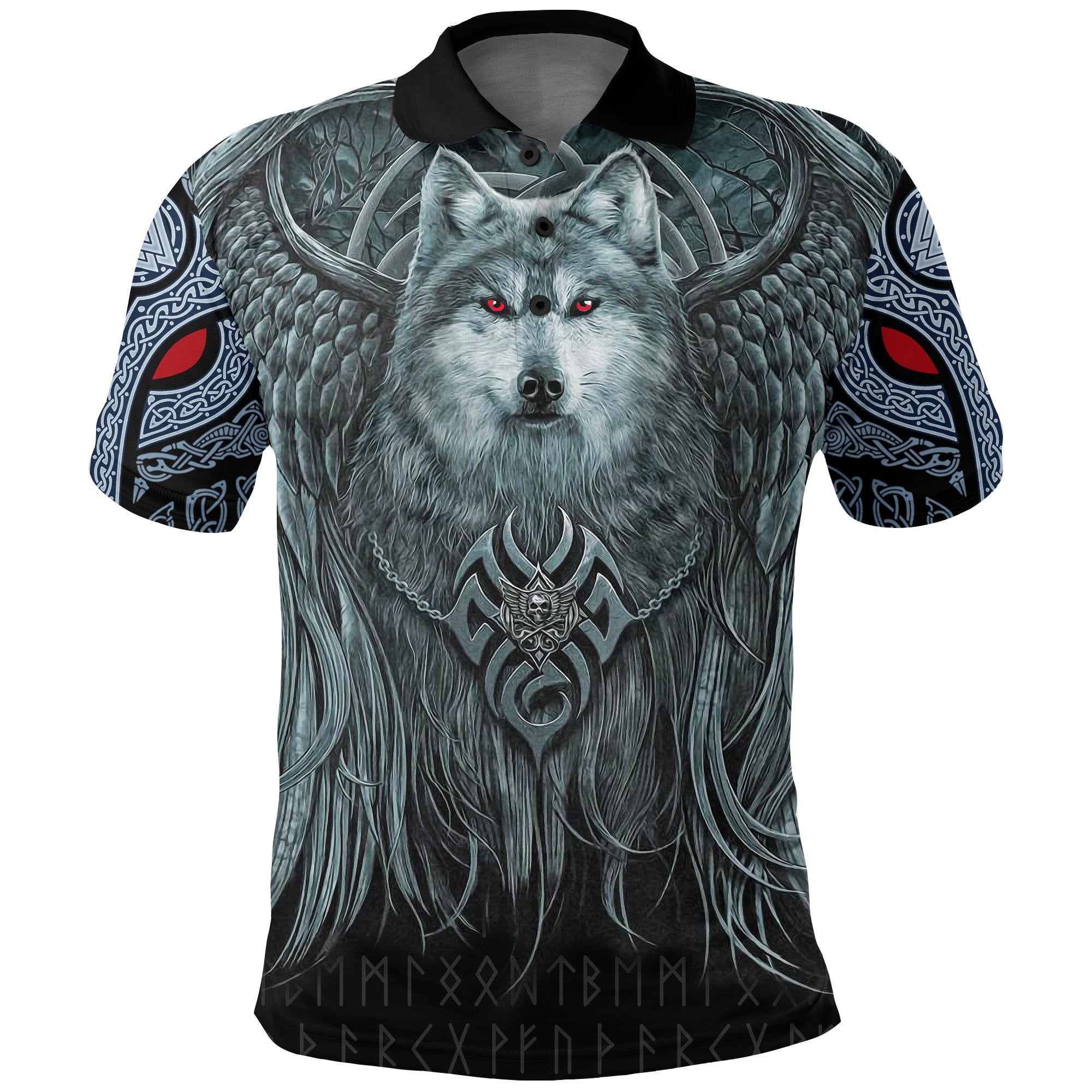 Spiral Wolf Spirit Viking Polo Shirt
