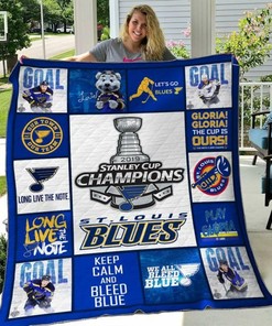 Sporty St Louis Blue Quilt Bedding Set Blanket - Perfect for Home Decor and Gifts for Fans