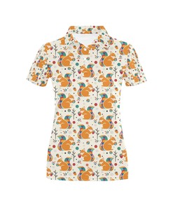 Squirrel Print Design Women's Polo Shirt 3D Polo Shirt A2