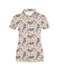 Squirrel Print Design Women's Polo Shirt 3D Polo Shirt A3