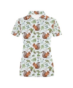 Squirrel Print Design Women's Polo Shirt 3D Polo Shirt A5