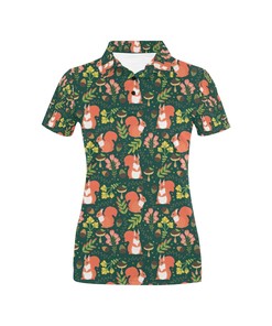 Squirrel Print Design Women's Polo Shirt 3D Polo Shirt A6