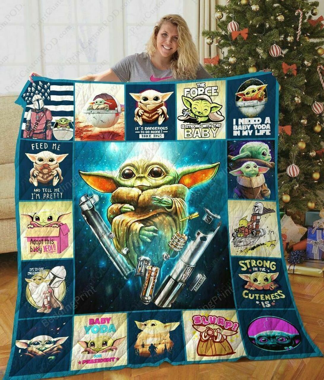 Star Wars Yoda Personalized Quilt Bedding Set, Great for Bedroom Decoration and Gifts for Fans