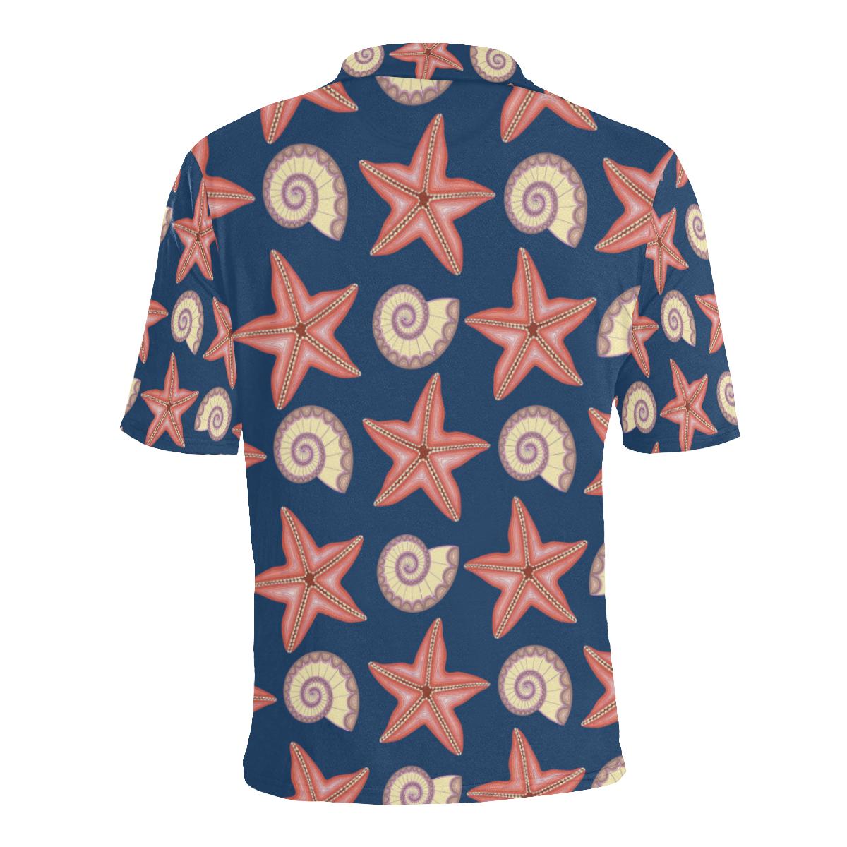 Starfish Pattern Print Design 03 Men Polo Shirt - Image 2
