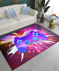 Starry Sky Galaxy Printed Gamer Carpet Decor Area Rug, Non-Slip Polyester Floor Mat for Living Room Bedroom Boys Teens