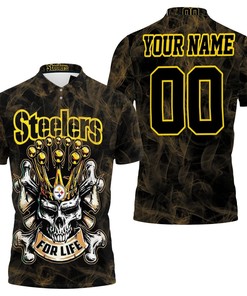Steelers For Life King Skull Pittsburgh Steelers 3D Personalized Polo Shirt
