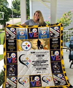 Steelers To My Granddaughter Love Grandpa Quilt Bedding Set Bedroom Decor, Gifts for Family