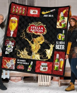 Stella Artois All I Need Is Beer Gift Idea Quilt Bedding Set Bedroom Decor, Gifts for Family