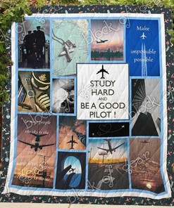 Study Hard And Be A Good Pilot Blanket Quilt Bedding Set Bedroom Decor, Gifts for Family