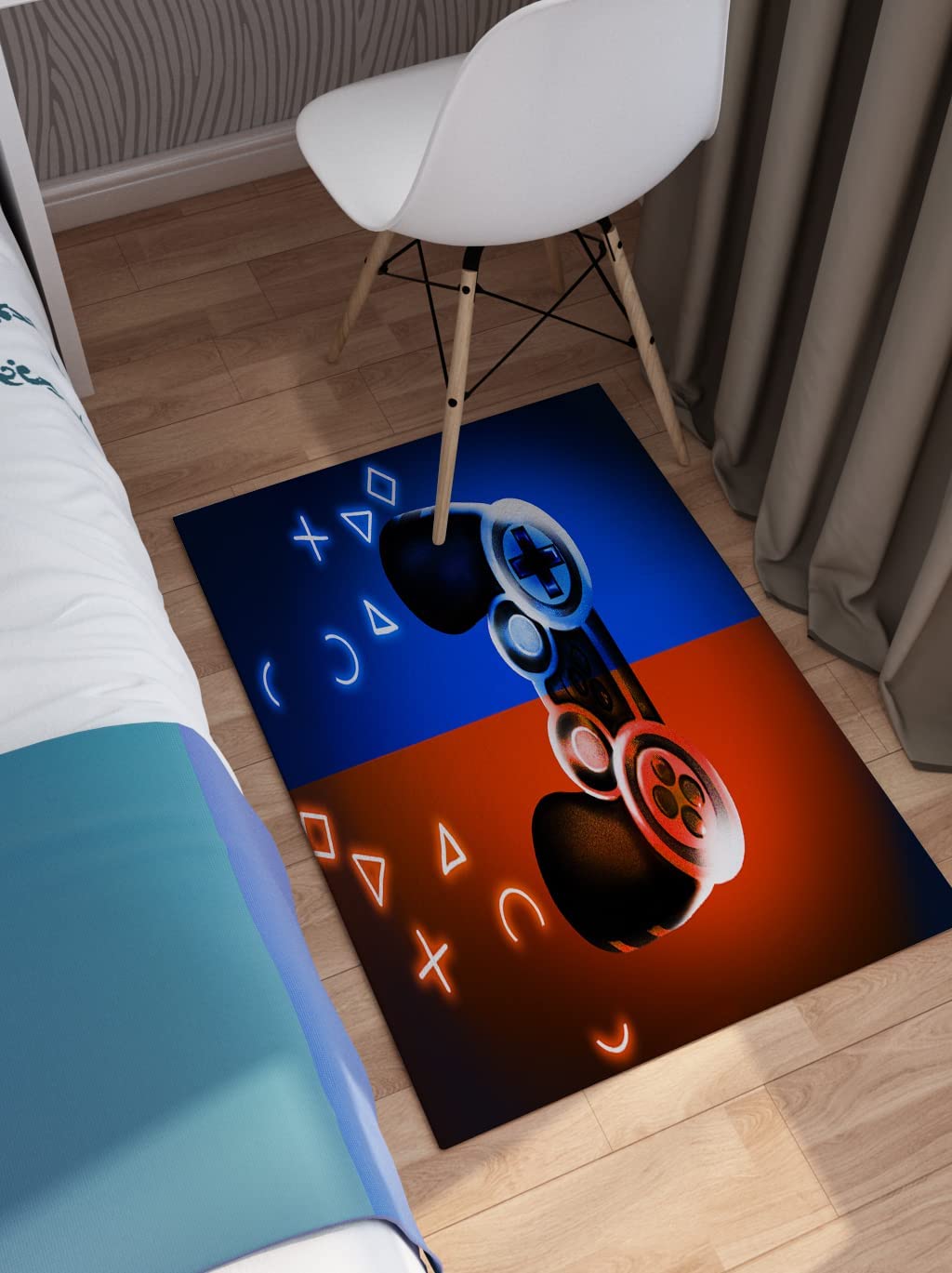 Stylish Black Gamer Gamepad Controller Area Rugs for Living Room Decor - Image 3