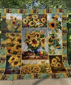 Sunflower Quilt Bedding Set Blanket - Suitable for Home Decoration and Picnics