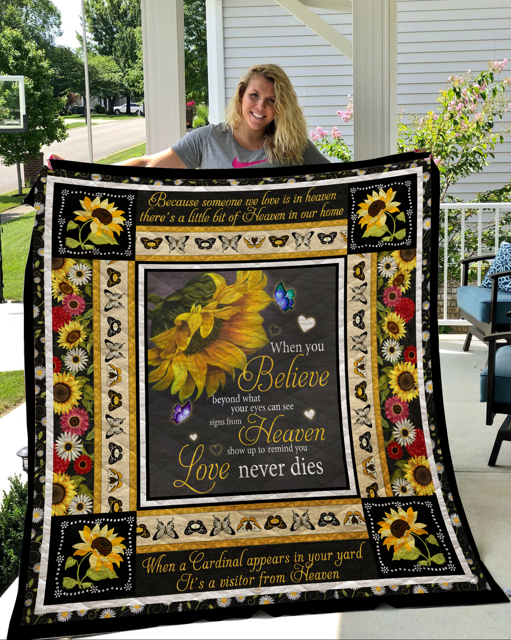 Sunflower When You Believe Beyond What Your Eyes Can See Quilt Bedding Set