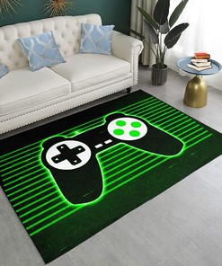 Super Soft Gamer Carpet Decor for Dining Room, Living Room, and Bedroom with Green Laser Line
