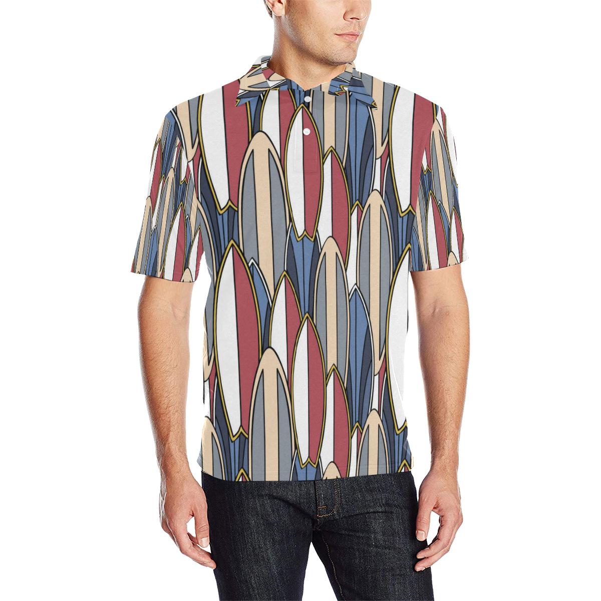 Surf Board Pattern Men Polo Shirt