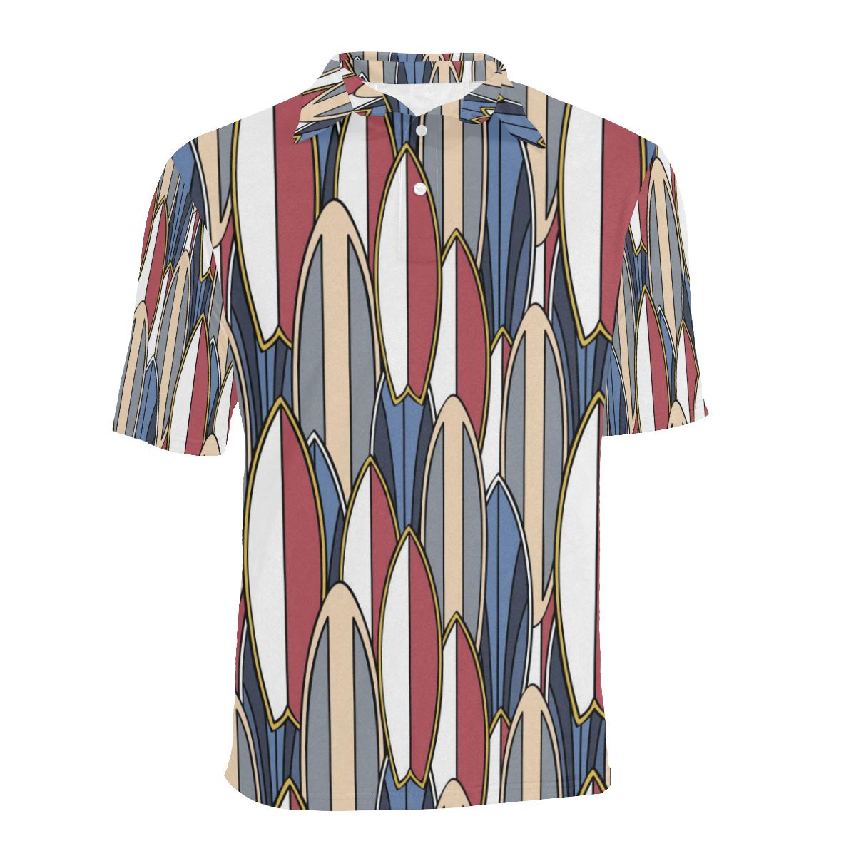 Surf Board Pattern Men Polo Shirt - Image 2