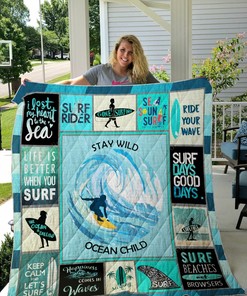 Surfing Theme Stay Wild Ocean Child Quilt Bedding Set Blanket