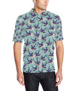 Swallow Bird Pattern Print Design 02 Men Polo Shirt