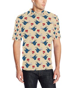 Swallow Bird Pattern Print Design 05 Men Polo Shirt