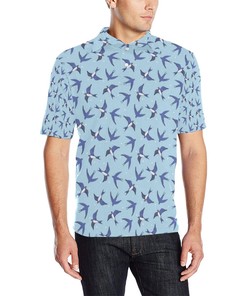 Swallow Bird Pattern Print Design 06 Men Polo Shirt