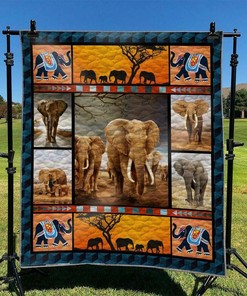Sweet Elephant Family Quilt Bedding Set for a Cozy Home Decor - Family Gifts