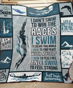 Swimming Quilt Bedding Set Blanket Customizable with Name for Home Decor and Picnics - Great Family Gifts
