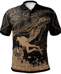 Tahiti Custom Personalized Polo Shirt - Scuba Diving With Turtle