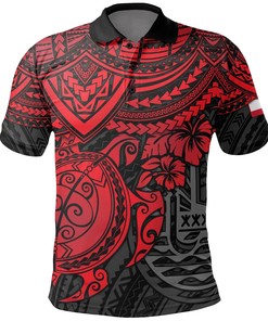 Tahiti Polynesian Polo Shirt - Red Turtle
