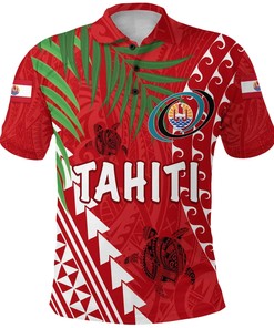 Tahiti Rugby Polo Shirt Coconut Leaves Coconut K13