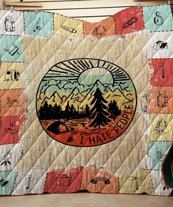 Take The Trails Camping Quilt Blanket Bedding Set - Great for Bedroom Decor and Family Gifts